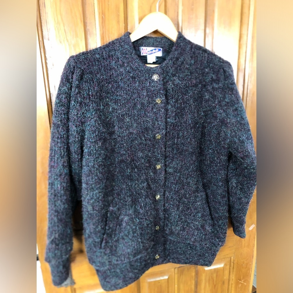 Vtg Sparkly Knit Lined Jacket with Button Up Front